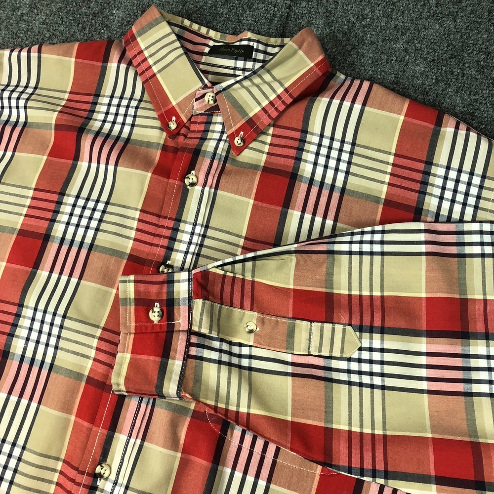Eddie Bauer Marin Poplin Plaid Button Down Shirt XL Long Sleeve Casual Outdoor